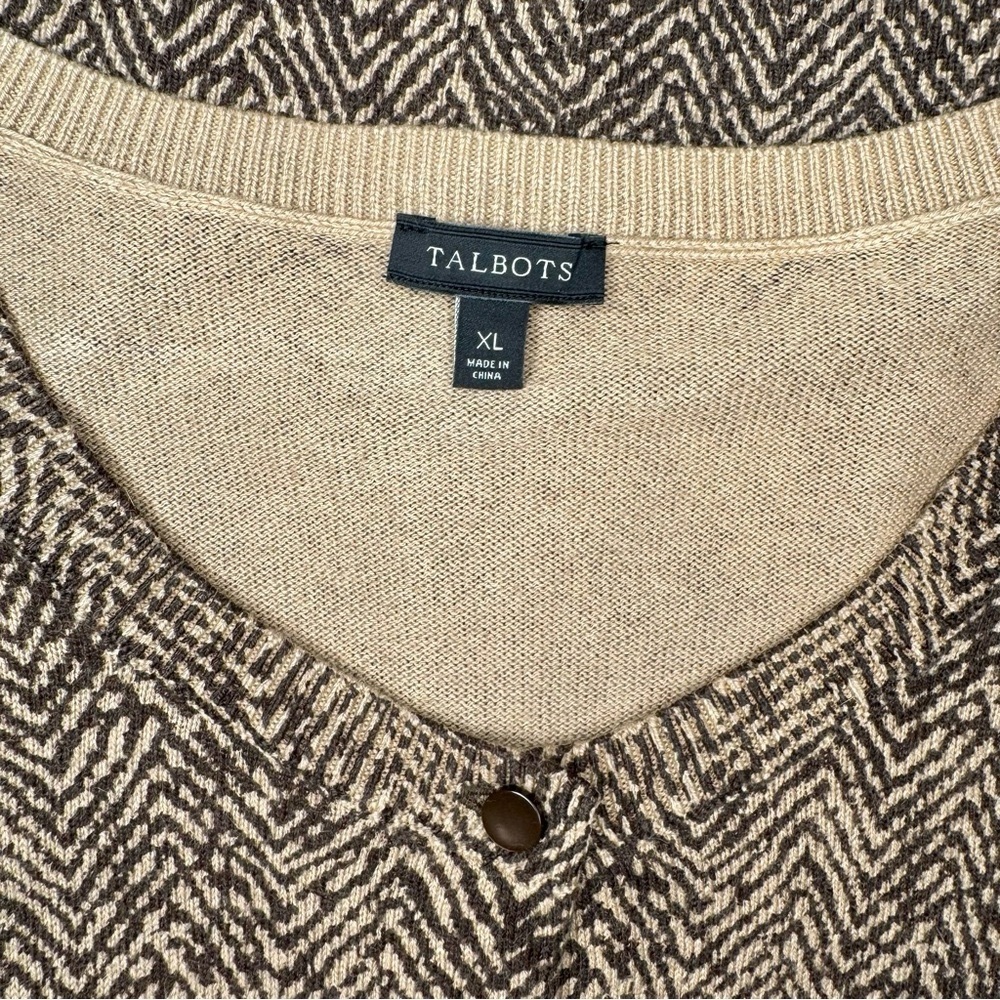 Talbots Herringbone Angora Cardigan Sweater Brown Tan Size XL - Picture 8 of 9